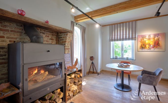 Comfortable holiday home for 10 people in Villers-en-Fagne with covered outdoor pool, jacuzzi and wood stove